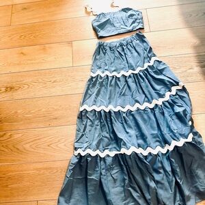 Blue and White Two-Piece Maxi skirt and top.New with tags. size small